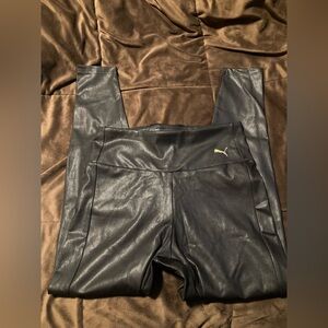 Puma brand, size medium, black pleather looking leggings, cute and comfy